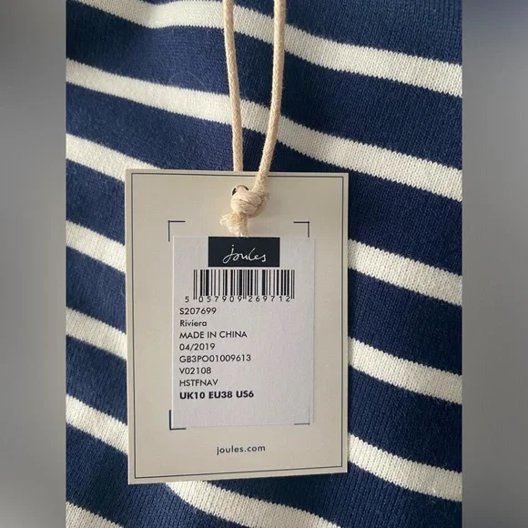 Joules Riviera Dress - Striped round neck 100% cotton dress - US6 /UK10 - Picture 7 of 12